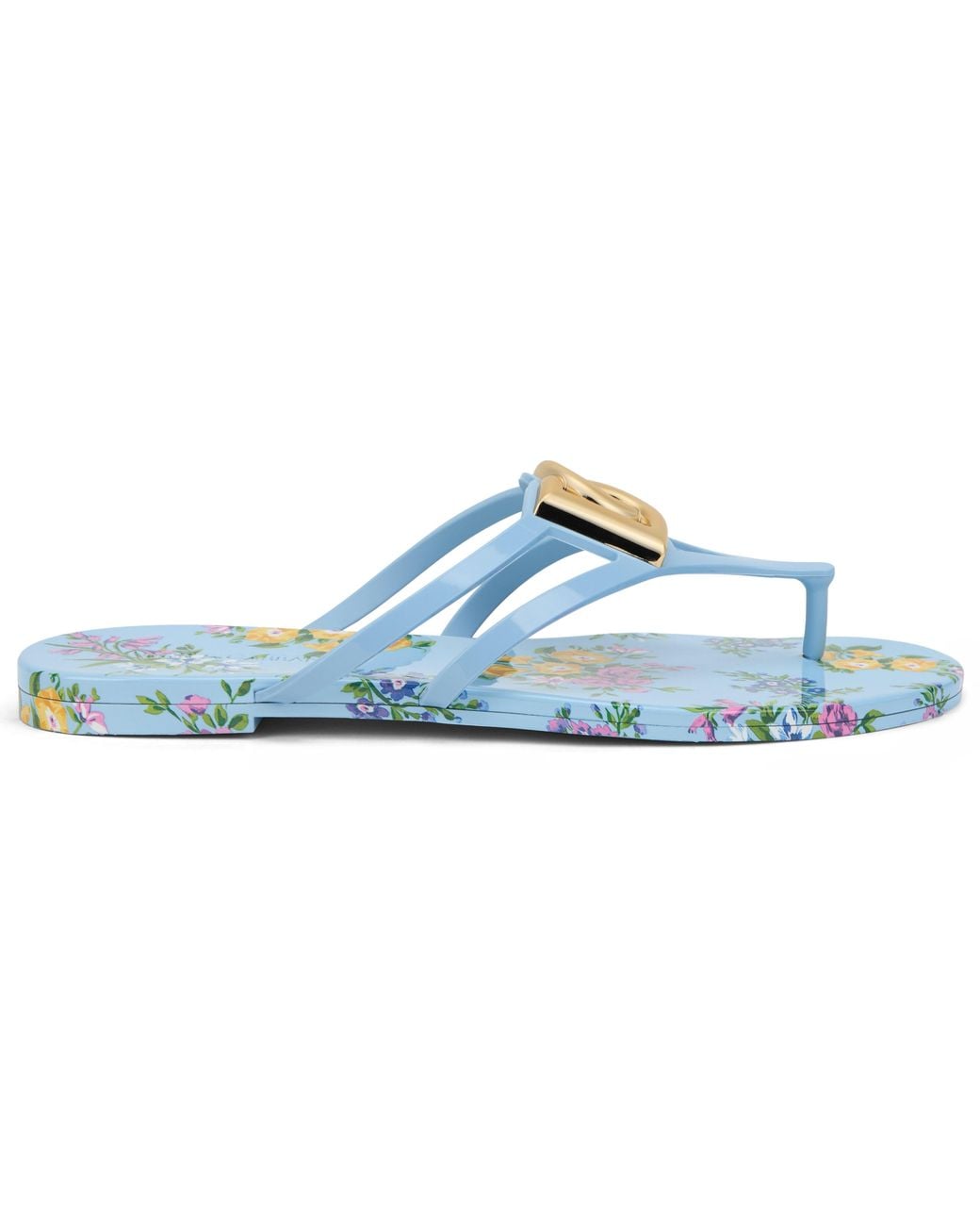 Dolce & Gabbana Blue Slide Floral Beachwear