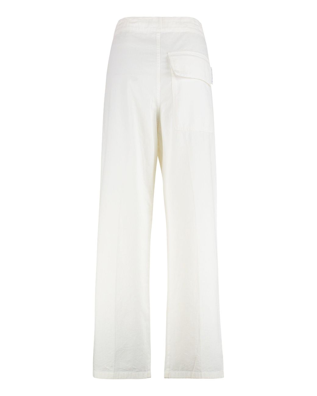 Victoria Beckham White Cotton Trousers Wide-Leg