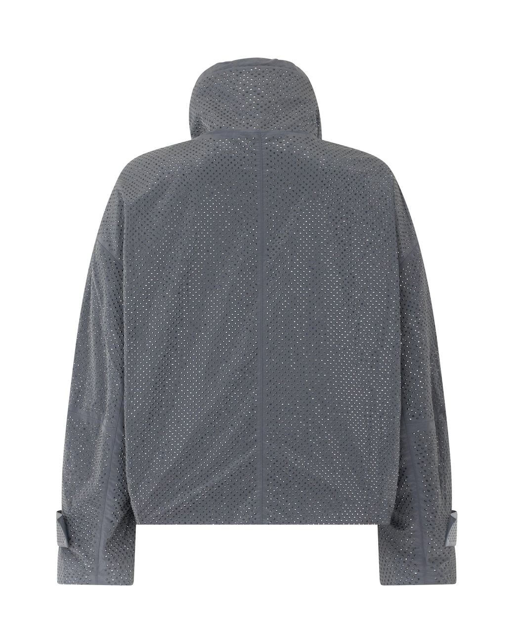 Pinko Gray Nylon Jacket With Rhinestones