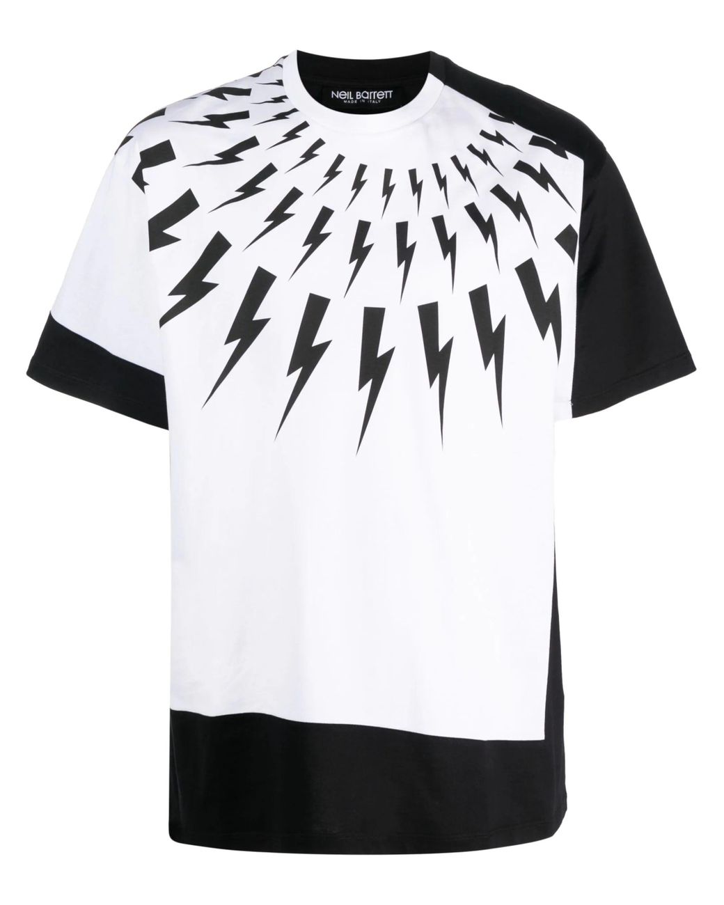 関税送料込【NeIL Barrett】ライトニングボルト Tシャツ 2colors neil-barrett-Black-Split-Front