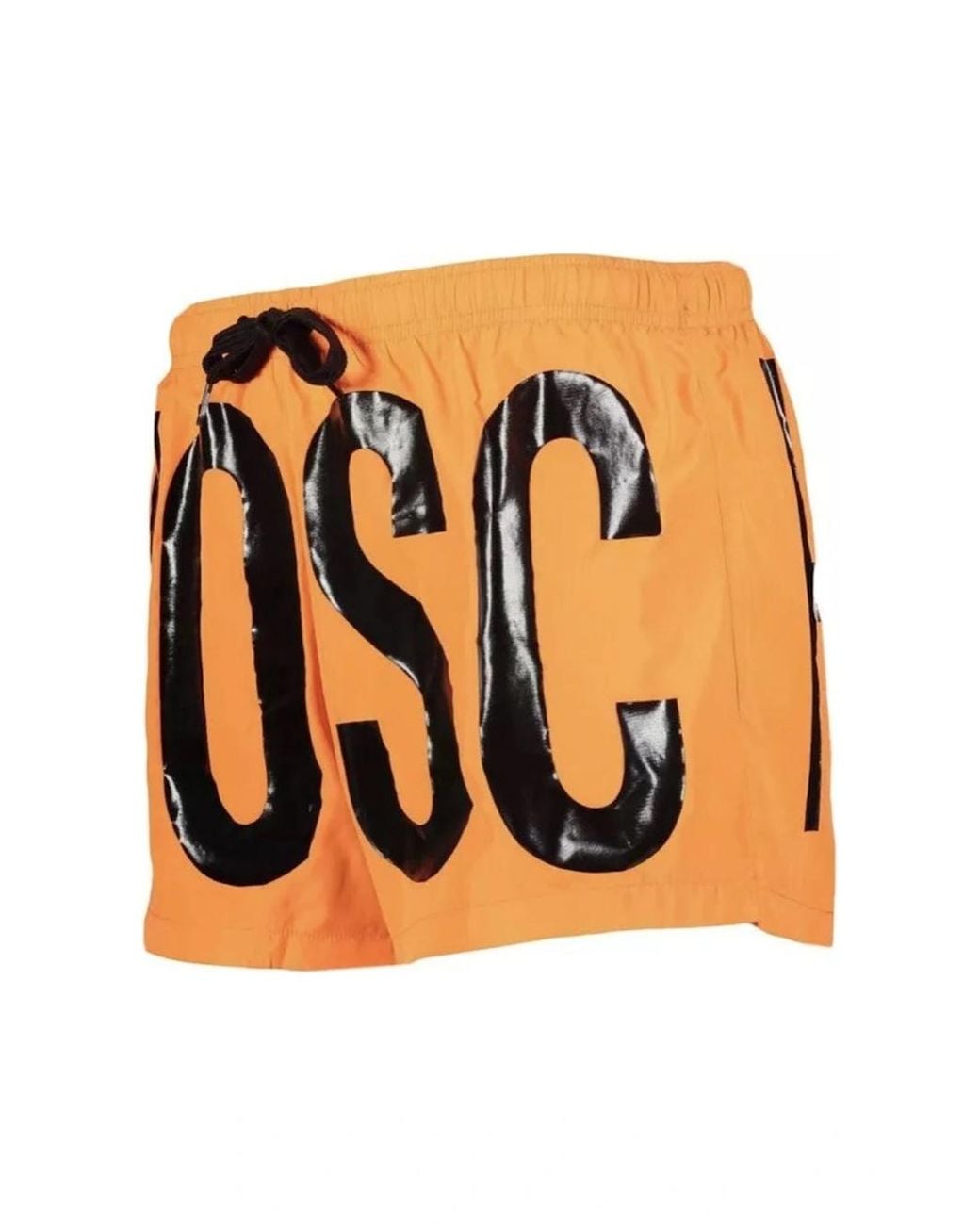 Moschino Orange Print Logo Light Swim Shorts for men