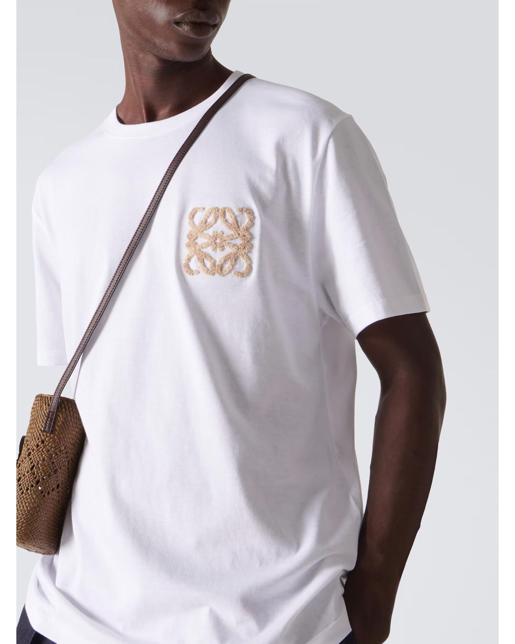 Loewe White Paula's Ibiza Anagram Embroidered Logo T-Shirt for men