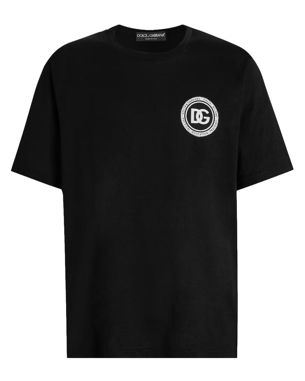 Dolce & Gabbana Black Cotton Logo Patch T-Shirt for men