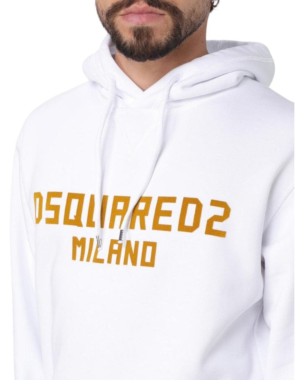 DSquared² White Milano Logo Cool Fit Hoodie for men