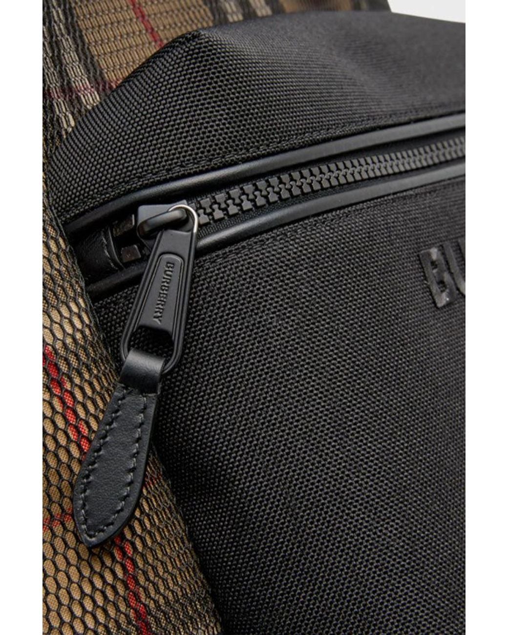 Burberry Black Mesh Checkered Backpack for men