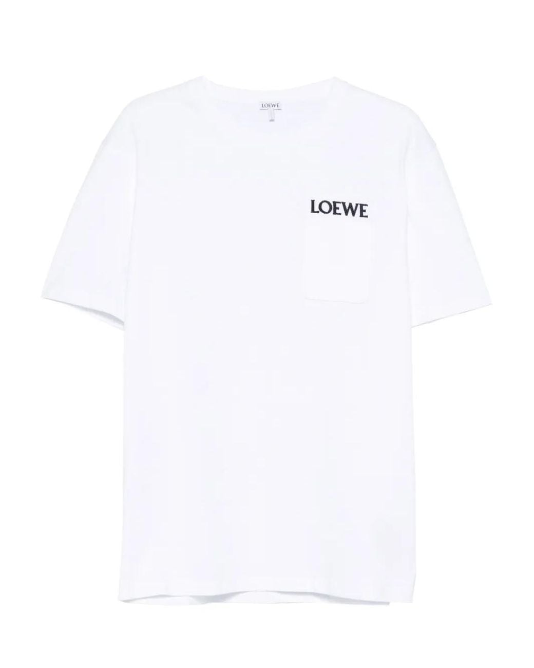 Loewe White Pocket Embroidered Logo T-Shirt for men