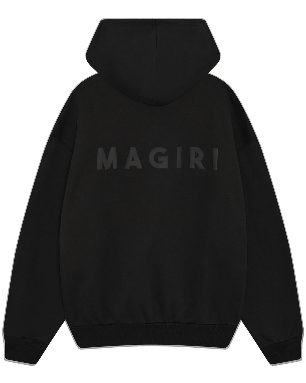 Magrit Black Core Puff Printed Hoodie for men
