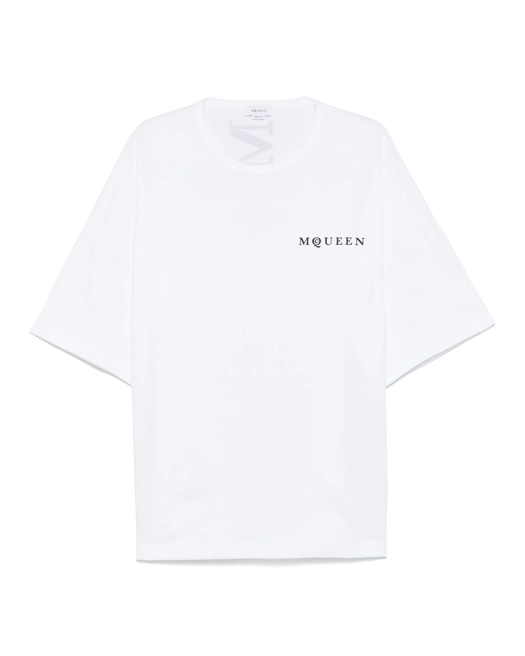 McQueen White Exploded Logo Over Fit T-Shirt for men