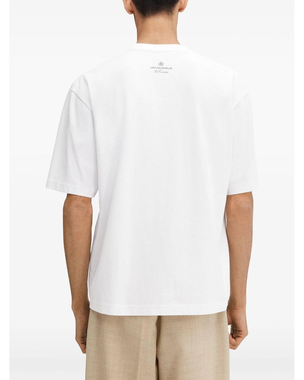 Jacquemus White Le T-Shirt Arty Hotel, Round Neck, Short Sleeves, 100% Cotton, Size: Small for men