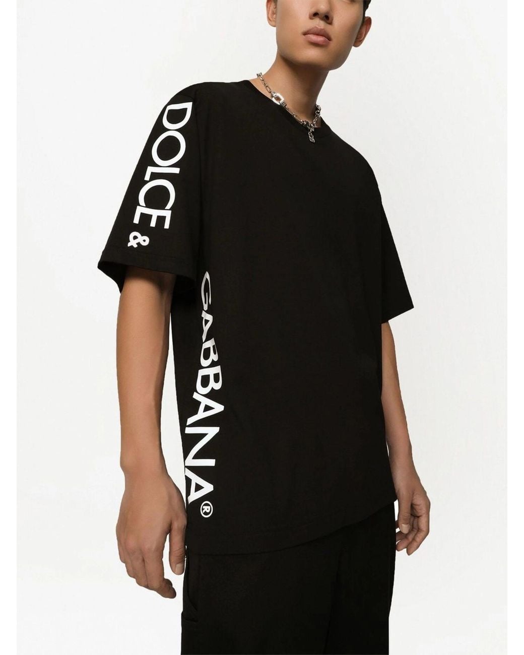 Dolce & Gabbana Black Logo Print T-Shirt for men