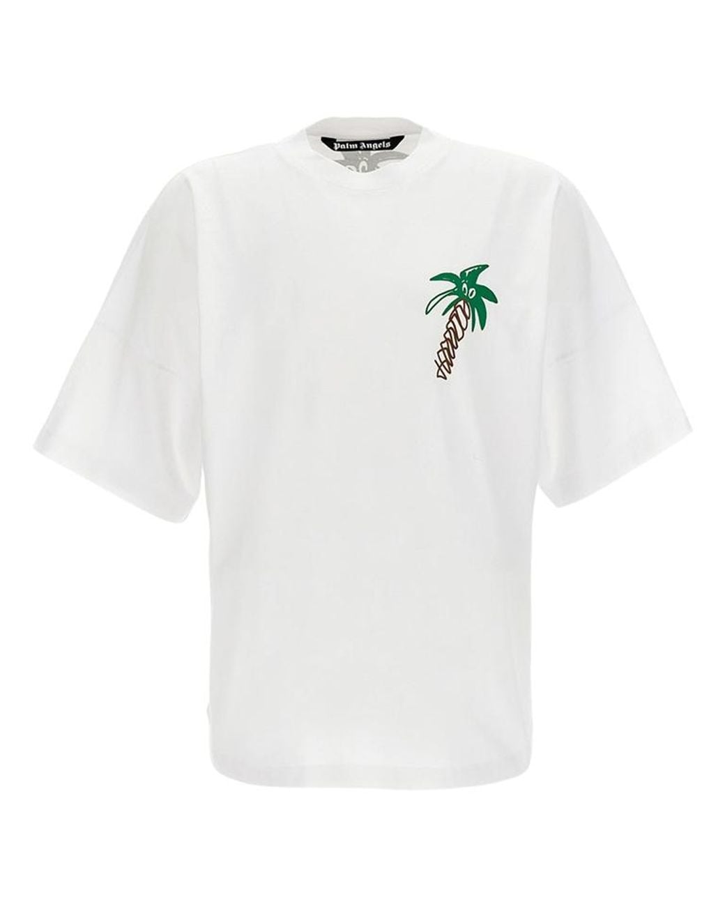 Palm Angels White Sketchy Tree Design Oversized Fit T-Shirt Cotton for men