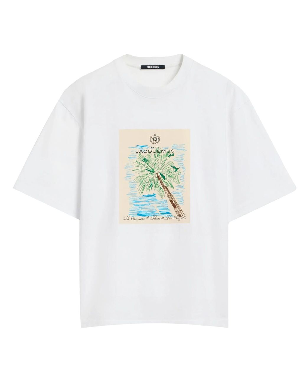 Jacquemus White Le T-Shirt Arty Hotel, Round Neck, Short Sleeves, 100% Cotton, Size: Small for men
