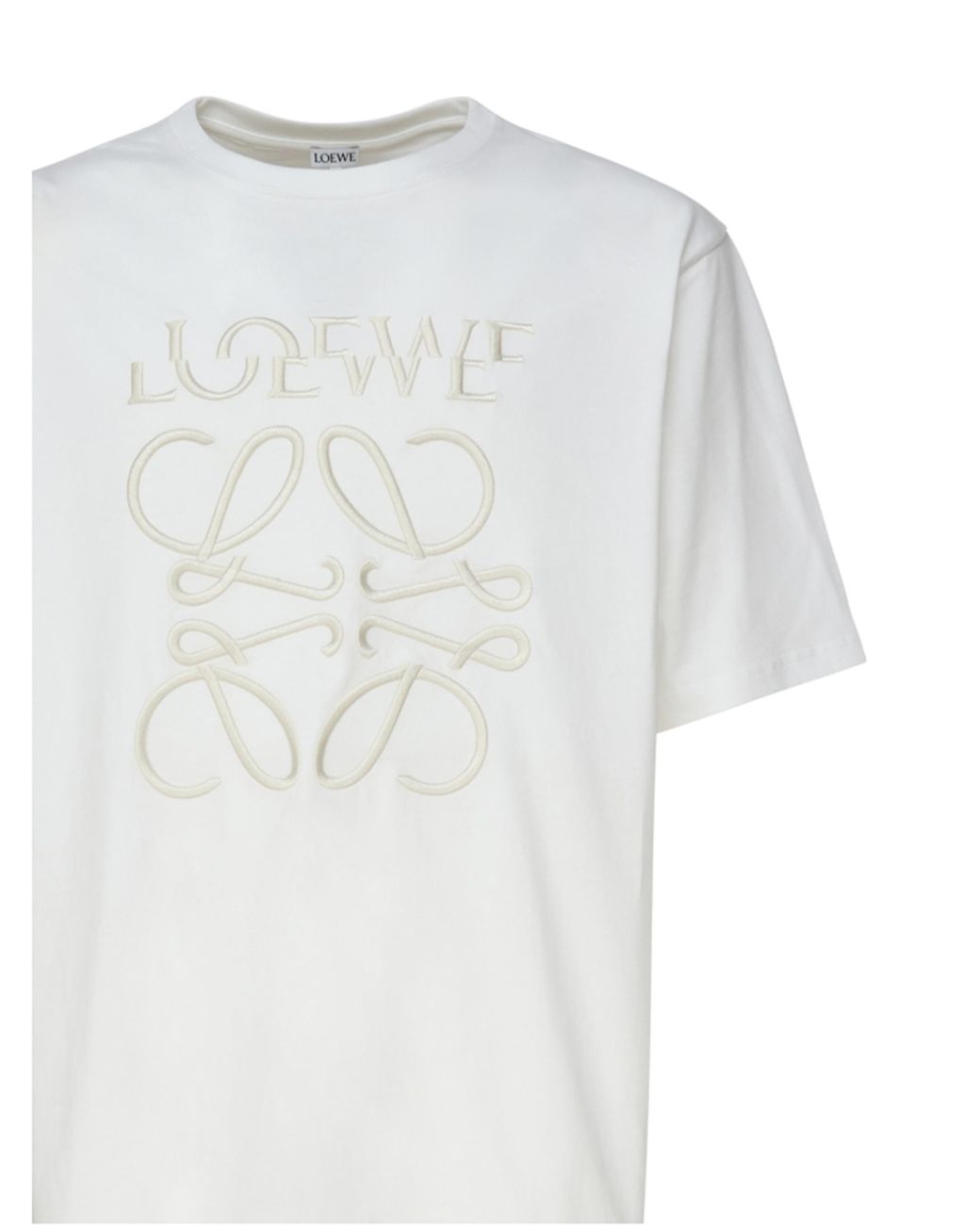 Loewe White Anagram Embroidered T-Shirt for men