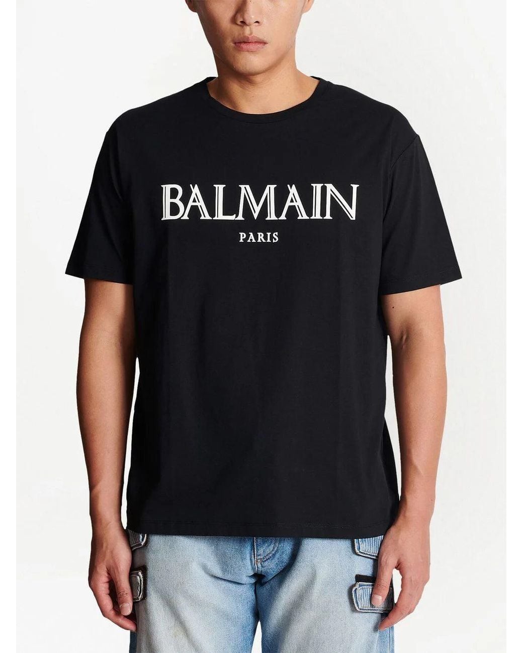 Balmain Black Draped T-Shirt for men