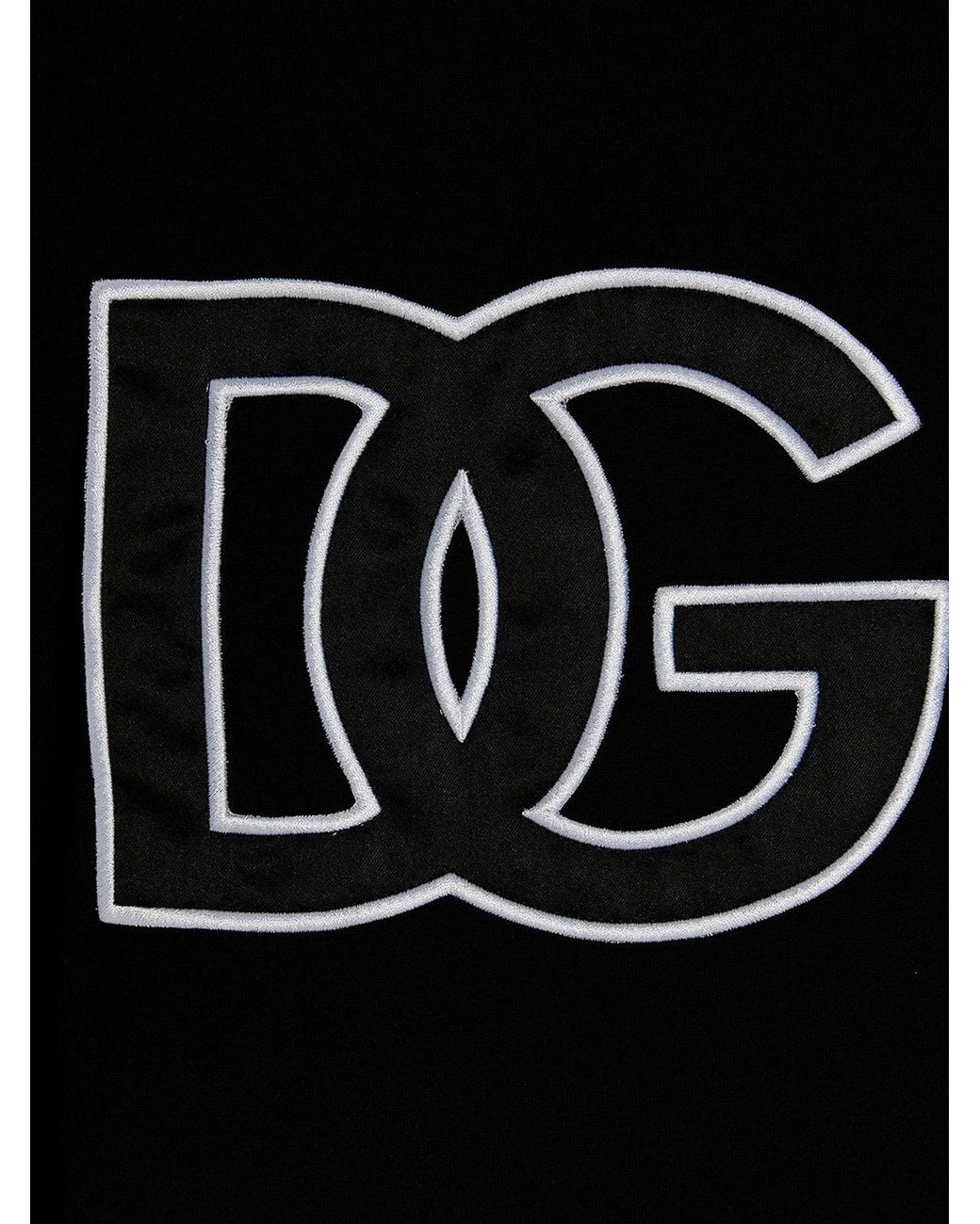Dolce & Gabbana Black Dolce & Gabbana Detailed Dg Embroidered Logo T-Shirt for men