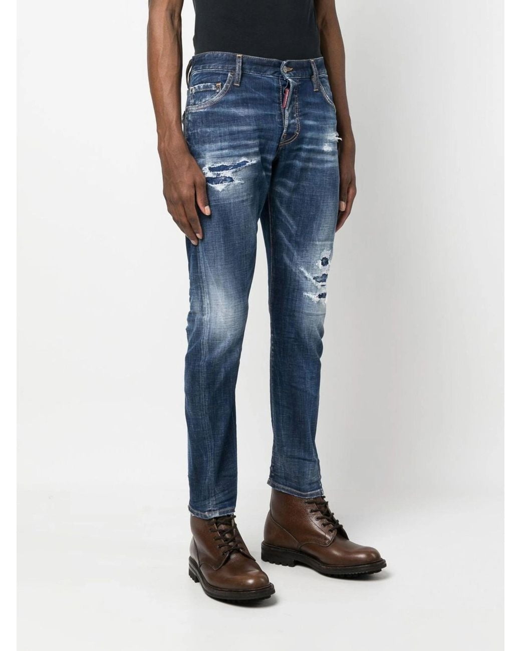DSquared² Blue 1964 Patch Distressed Slim Jeans Denim for men