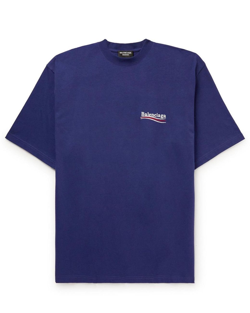 Balenciaga Blue Political Campaign Embroidered Logo T-Shirt for men