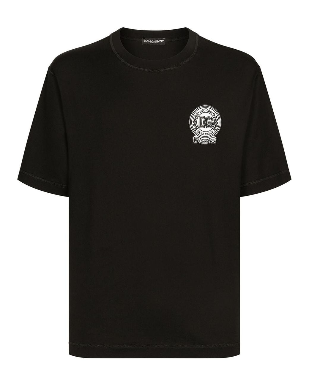 Dolce & Gabbana Black Dolce & Gabbana Roman Numerals Crest Embroidered Logo T-Shirt for men