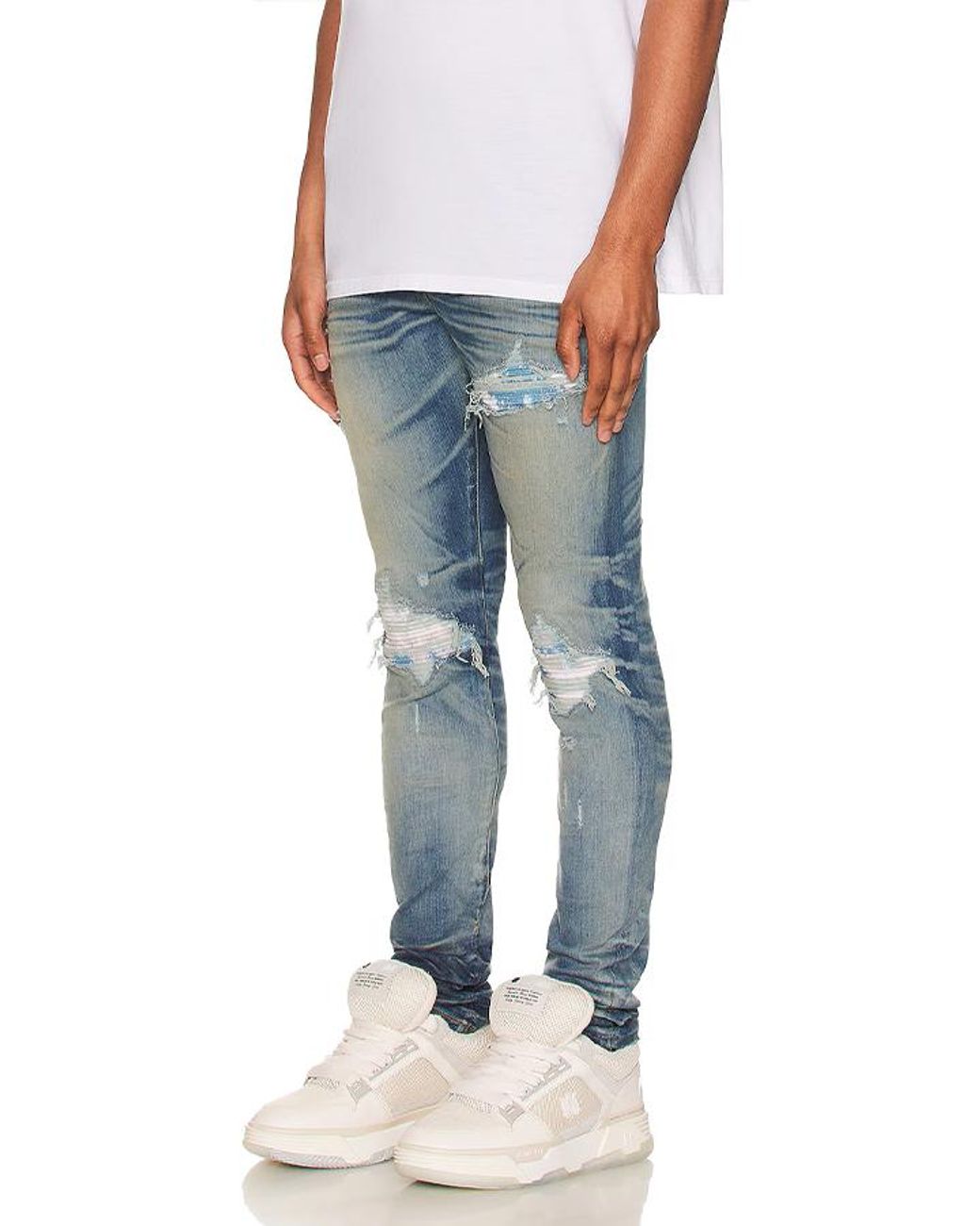 Amiri Mx1 Bleached Paisley Skinny Jeans in Blue for Men | Lyst