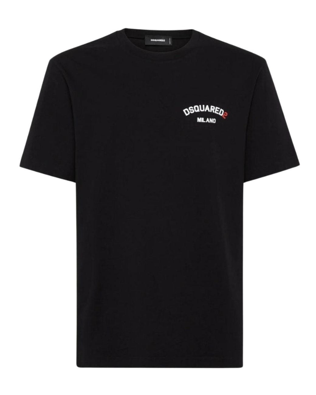 DSquared² Black Regular Fit Rubber Logo T-Shirt for men