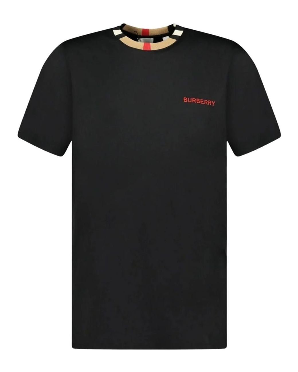 Burberry Black Check Collar T-Shirt for men
