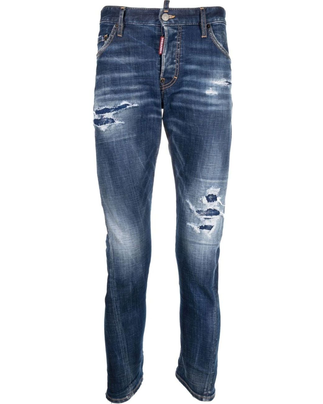 DSquared² Blue 1964 Patch Distressed Slim Jeans Denim for men