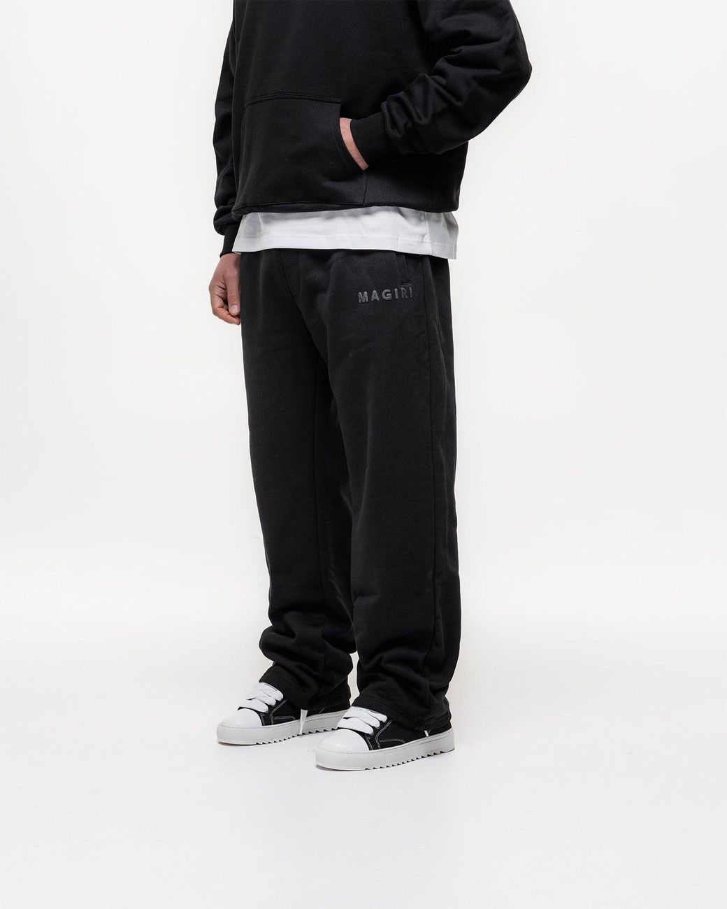 Magrit Black Core Puff Printed Joggers for men