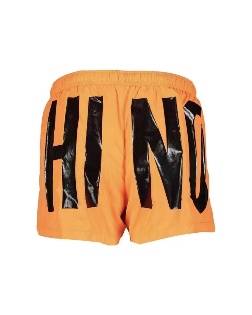 Moschino Orange Print Logo Light Swim Shorts for men