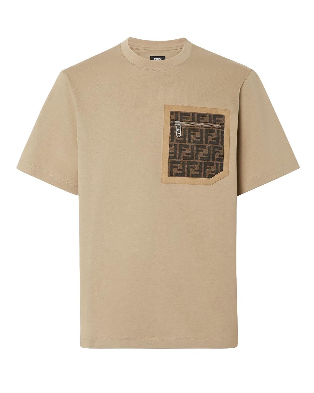 Fendi Natural Ff Monogram Pocket Oversized T-Shirt for men