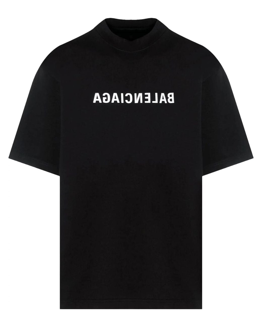Balenciaga Black Reversed Logo Print T-Shirt for men