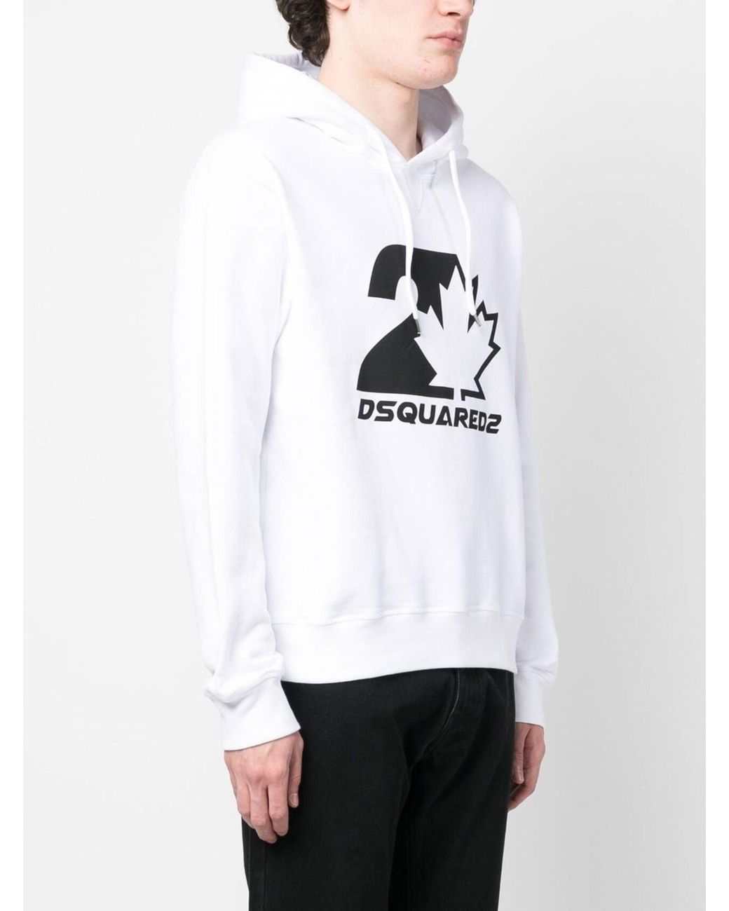 DSquared² White Cool Fit Maple Leaf Hoodie for men