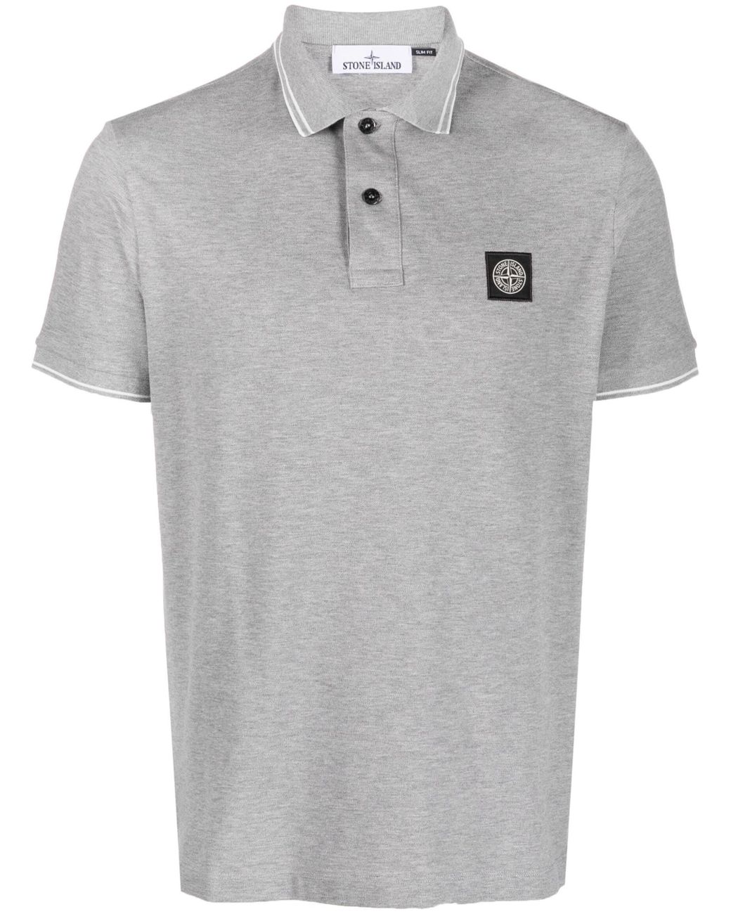 Stone Island Gray Compass Patch Logo Polo for men