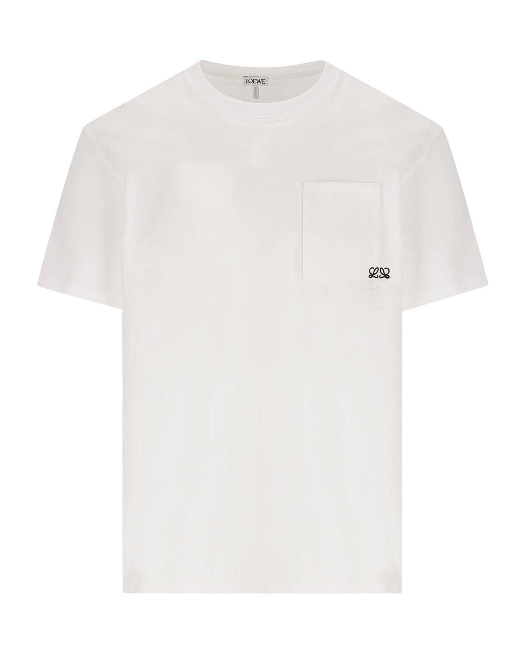 Loewe White Two-Tone Anagram Embroidered Pocket T-Shirt for men