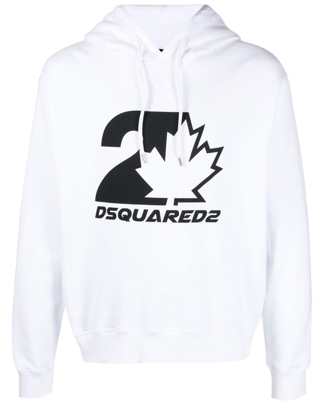 DSquared² White Cool Fit Maple Leaf Hoodie for men