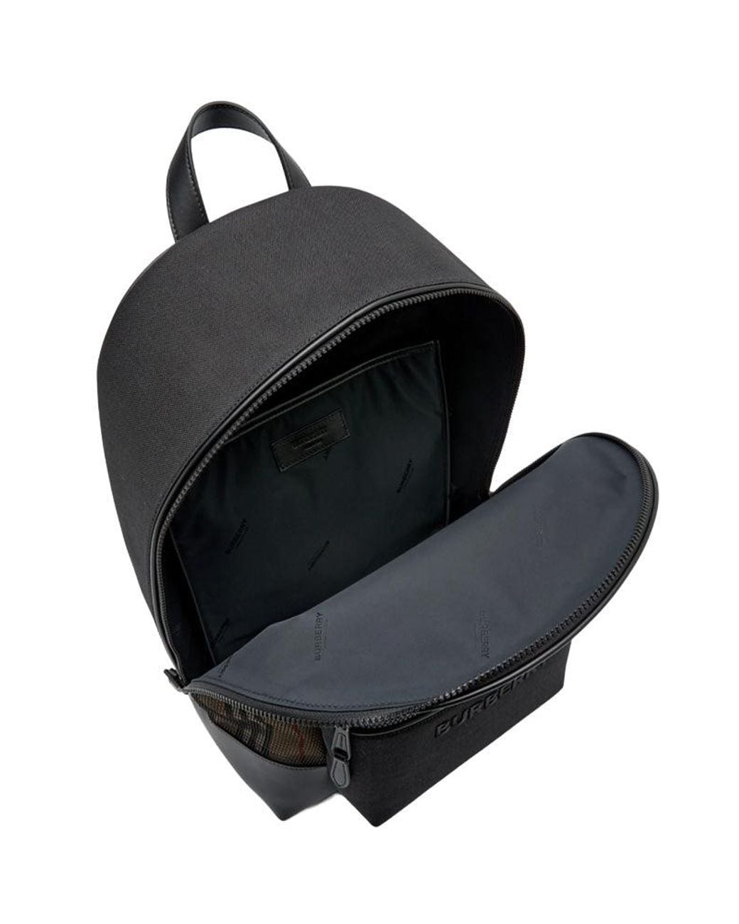 Burberry Black Mesh Checkered Backpack for men