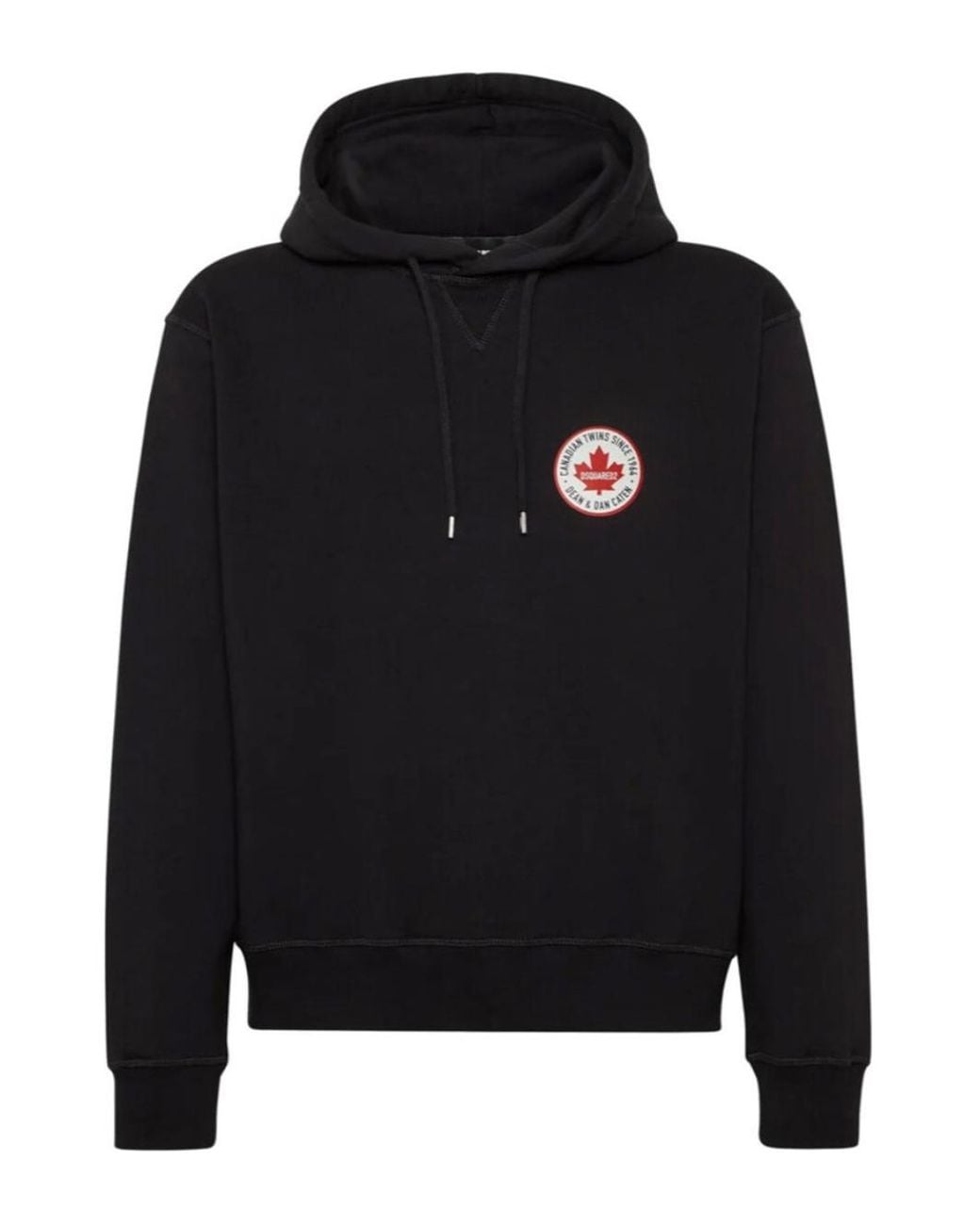 DSquared² Black Maple Leaf Patch Logo Cool Fit Hoodie for men