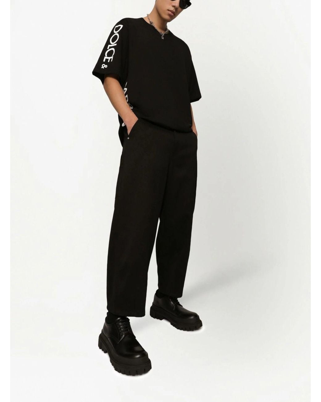 Dolce & Gabbana Black Logo Print T-Shirt for men