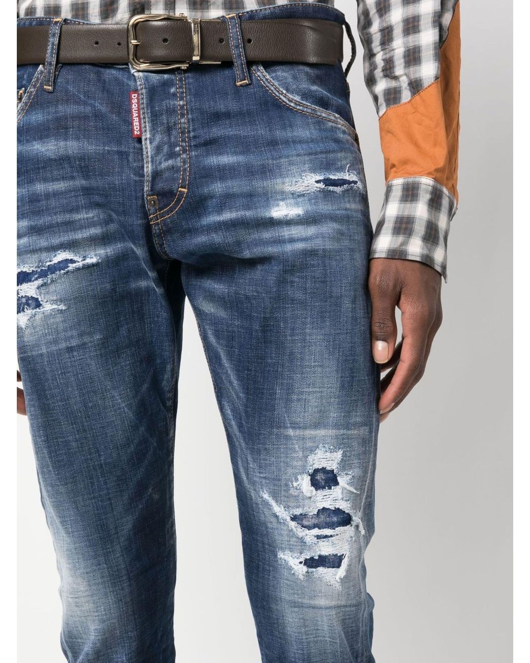 DSquared² Blue 1964 Patch Distressed Slim Jeans Denim for men