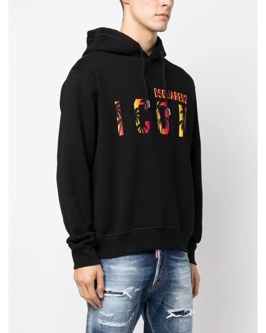 DSquared² Black Icon-Print Hooded Sweatshirt for men