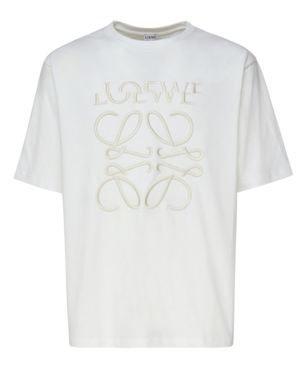 Loewe White Anagram Embroidered T-Shirt for men