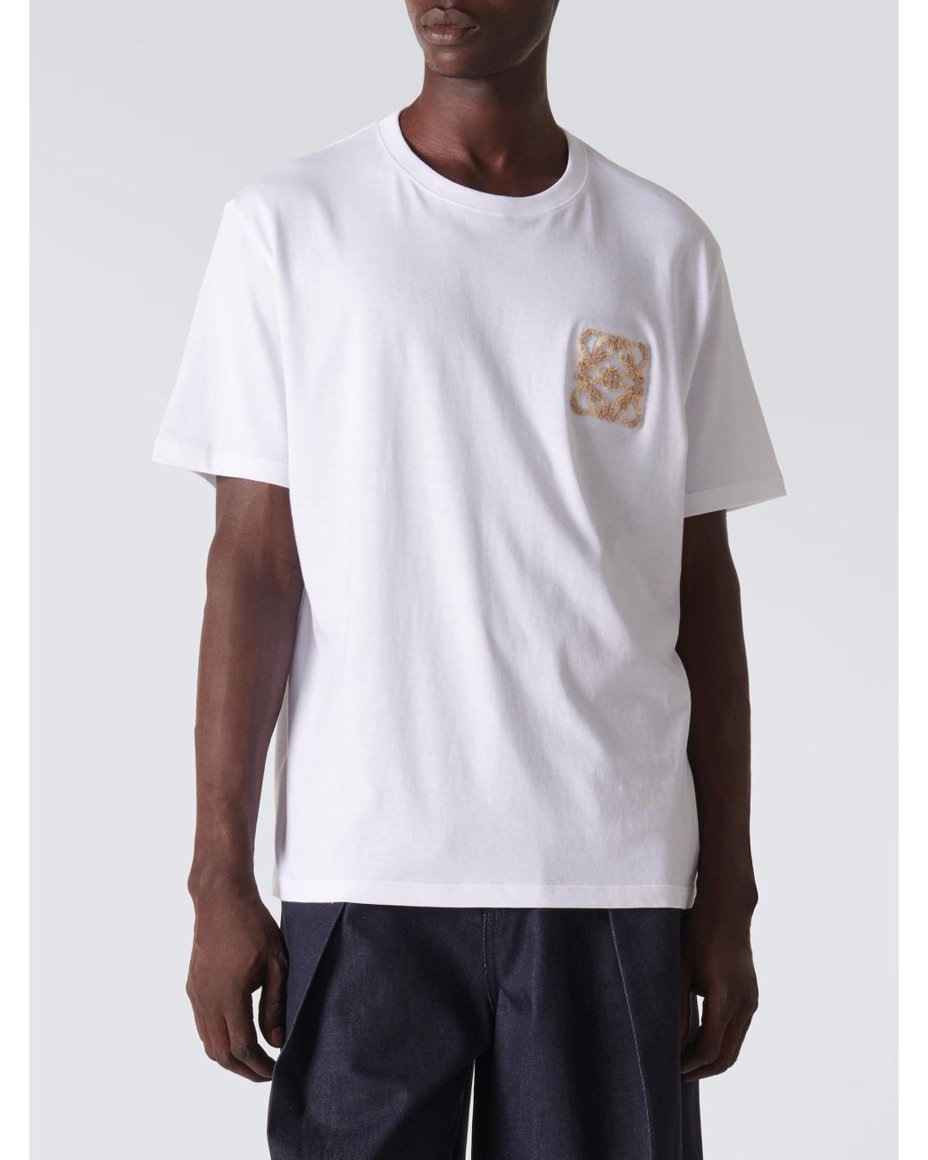 Loewe White Paula's Ibiza Anagram Embroidered Logo T-Shirt for men