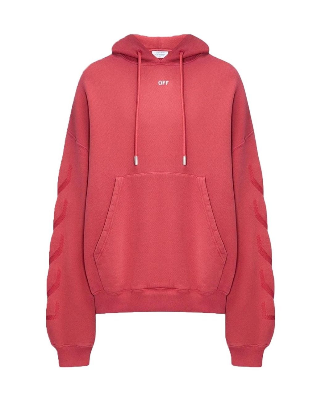 Off-White c/o Virgil Abloh Red Off St Matthew Design Skate Fit Washed Hoodie for men