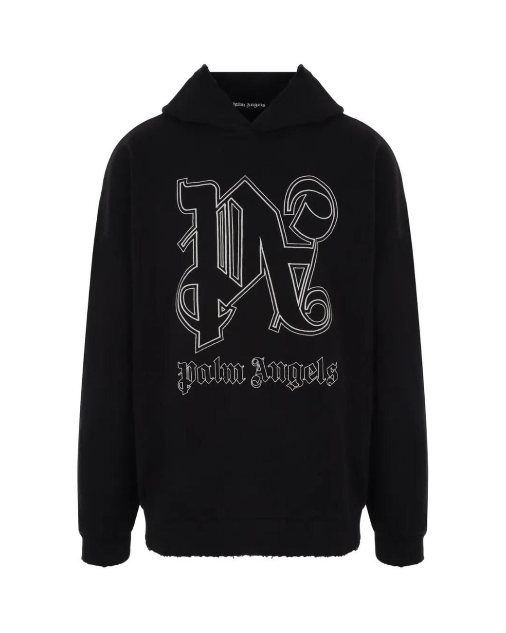 Palm Angels Black Monogram Statement Logo Hoodie for men