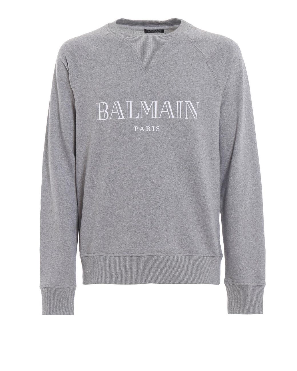 Balmain Gray Text Logo Sweatshirt for men