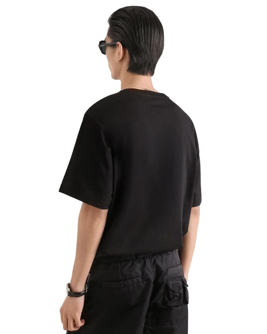 Dolce & Gabbana Black Cotton Logo Patch T-Shirt for men