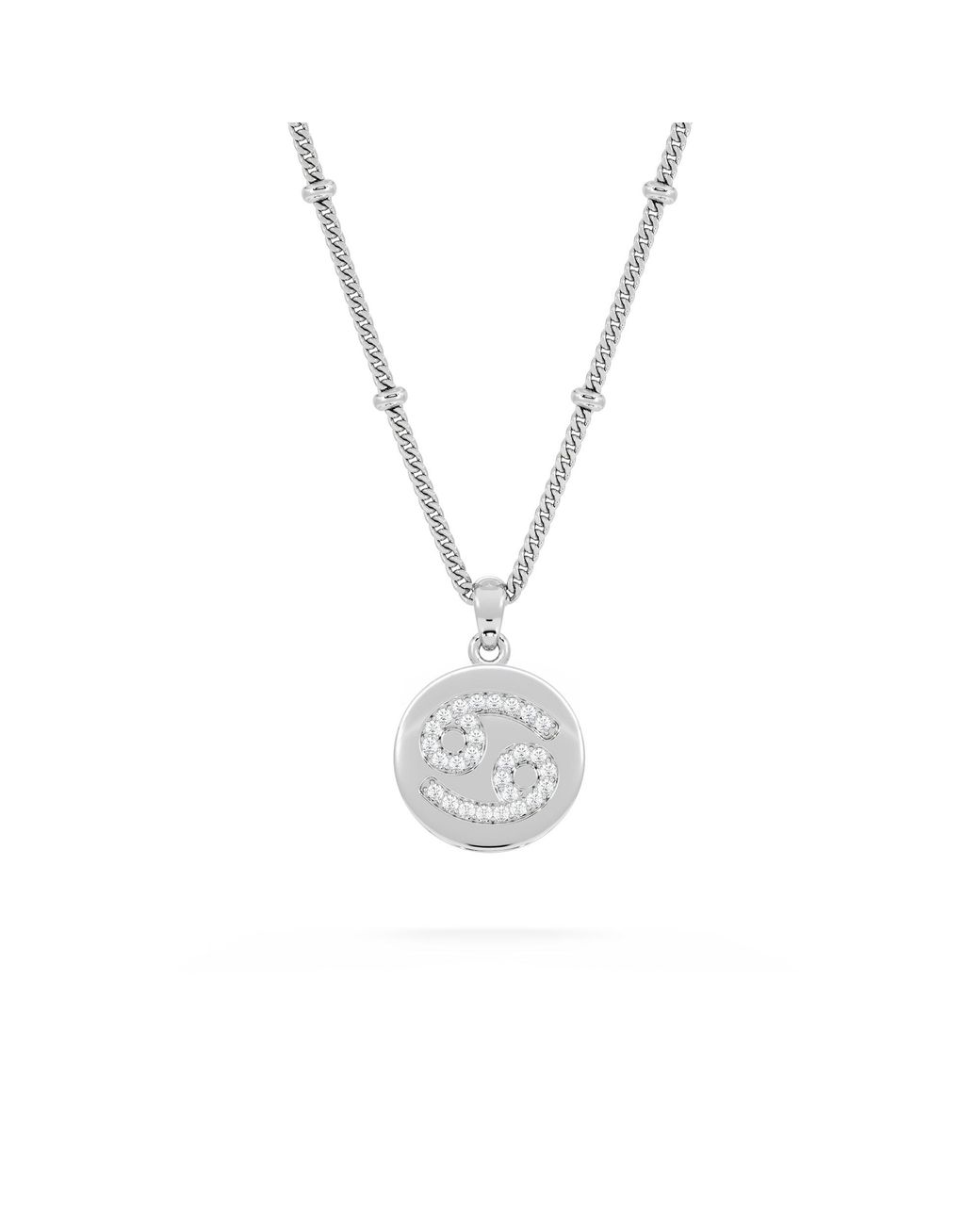 The Diamond Store Metallic Astrology Cancer 0.07Ct Lab Grown Diamond Medallion Pendant Necklace