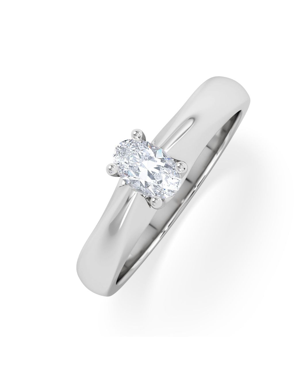The Diamond Store White Naomi Oval Cut Lab Diamond Engagement Ring 0.33Ct H/Si