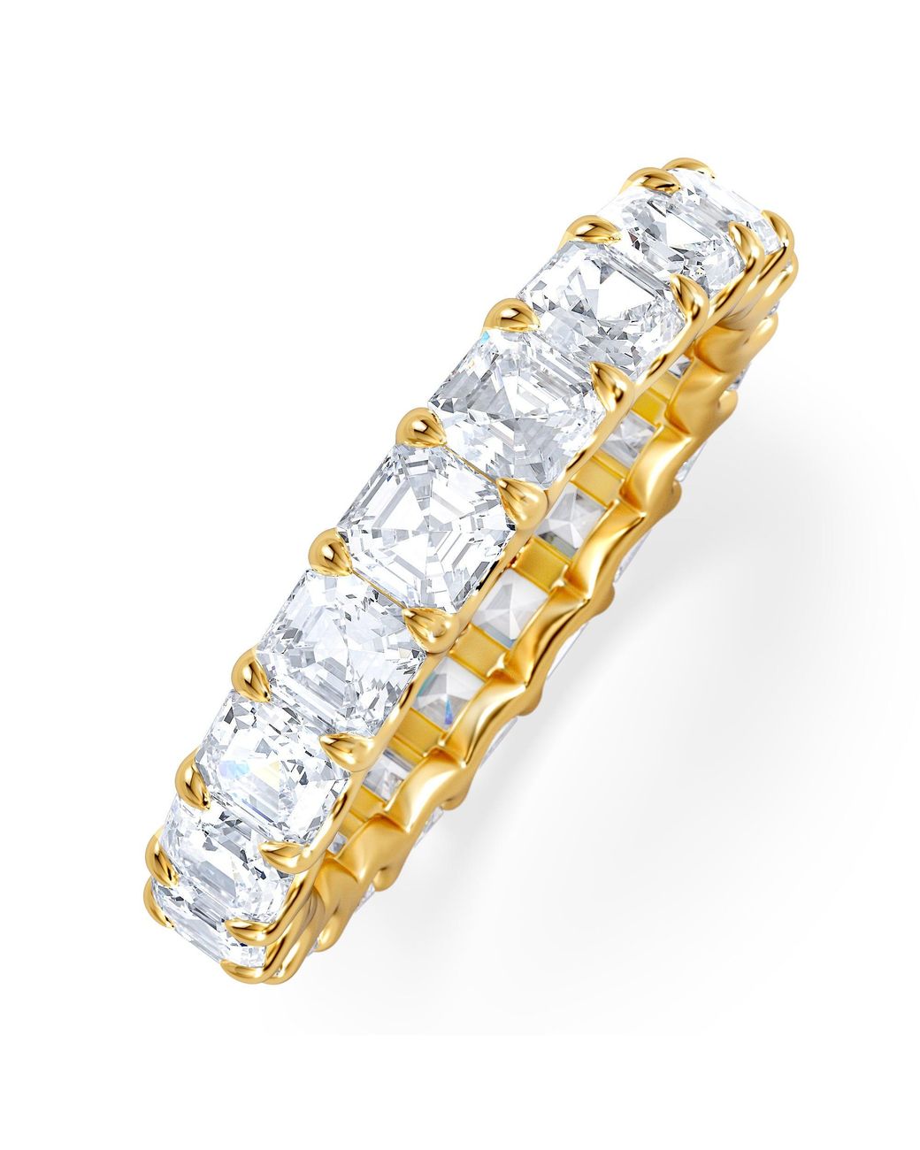 The Diamond Store Metallic Elisa Diamond Eternity Ring Asscher Cut 5.98Ct Vvs 18K Size O-W