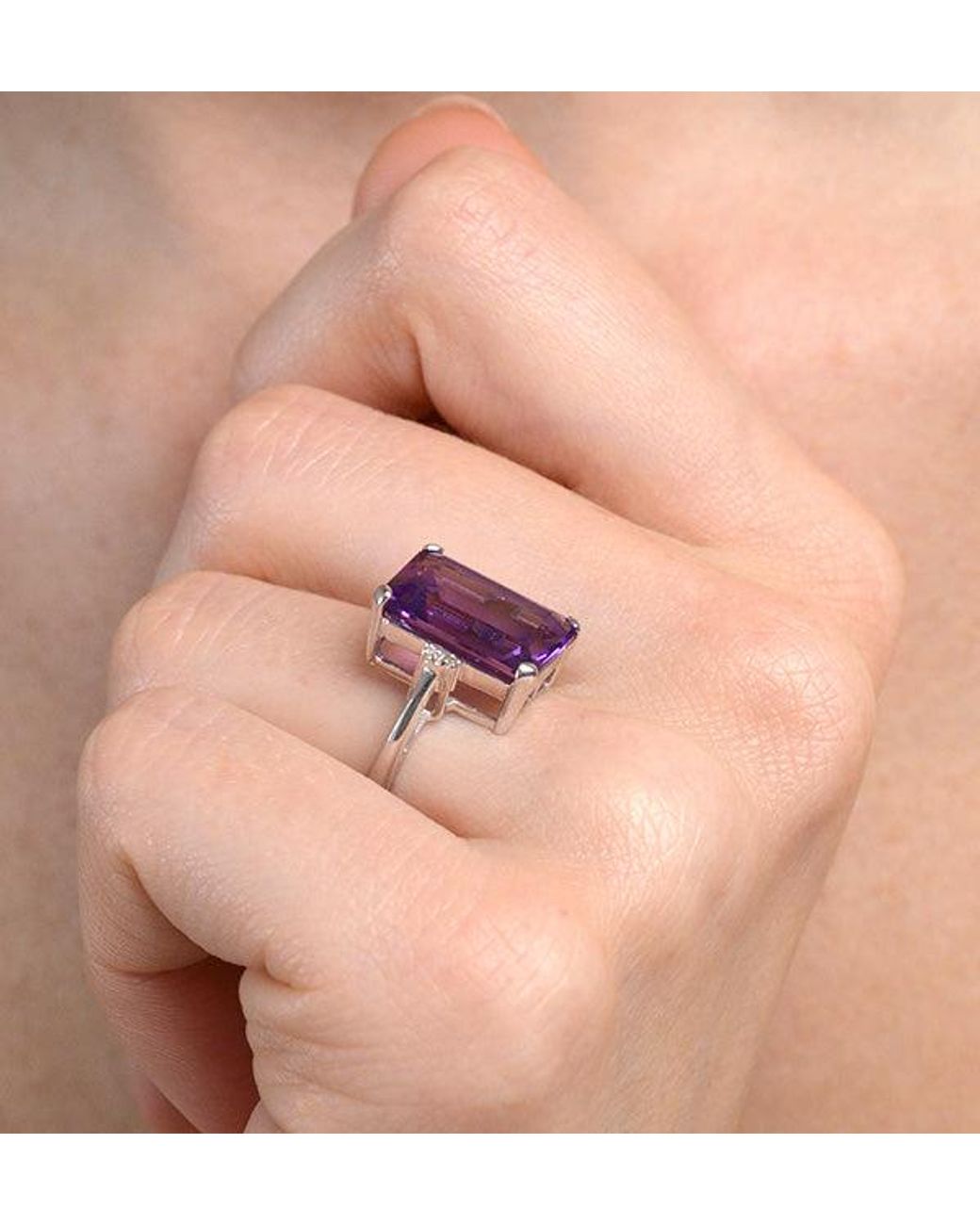 The Diamond Store Purple Amethyst 6.40Ct And Diamond 9K Ring