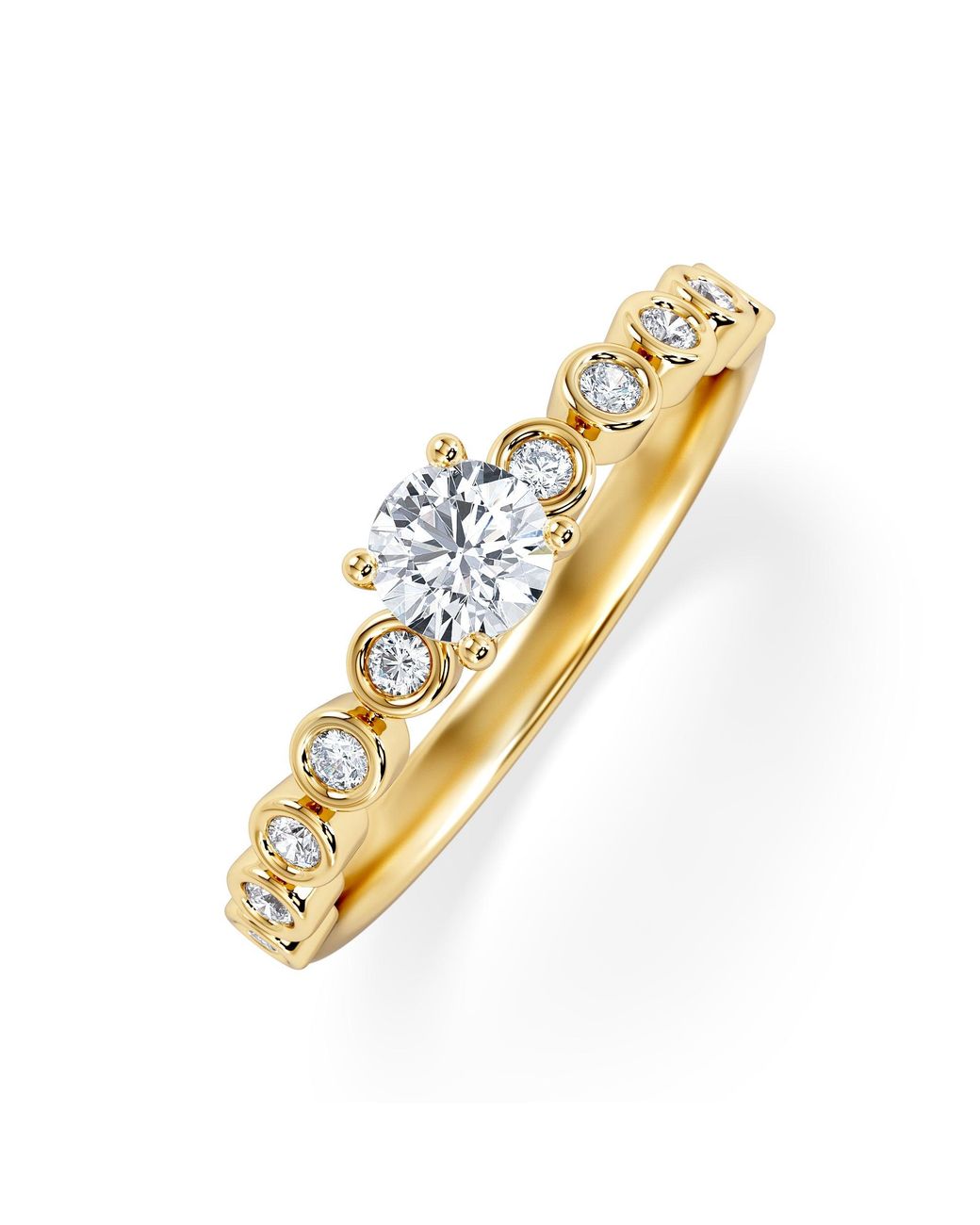 The Diamond Store Metallic Entwine 0.30Ct Round Cut Lab Diamond Solitaire Engagement Ring With Side Stones